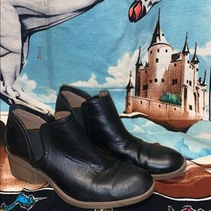 Black leather booties from qupid
